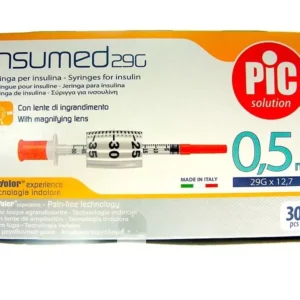 Insumed 0.5 ml 31G 8 mm needle. Box of 30 (With magnifying glass)